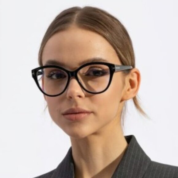 Tom Ford FT5954-B 003 Cat Eye Eyeglasses 54mm - Black/Crystal - Picture 2 of 10
